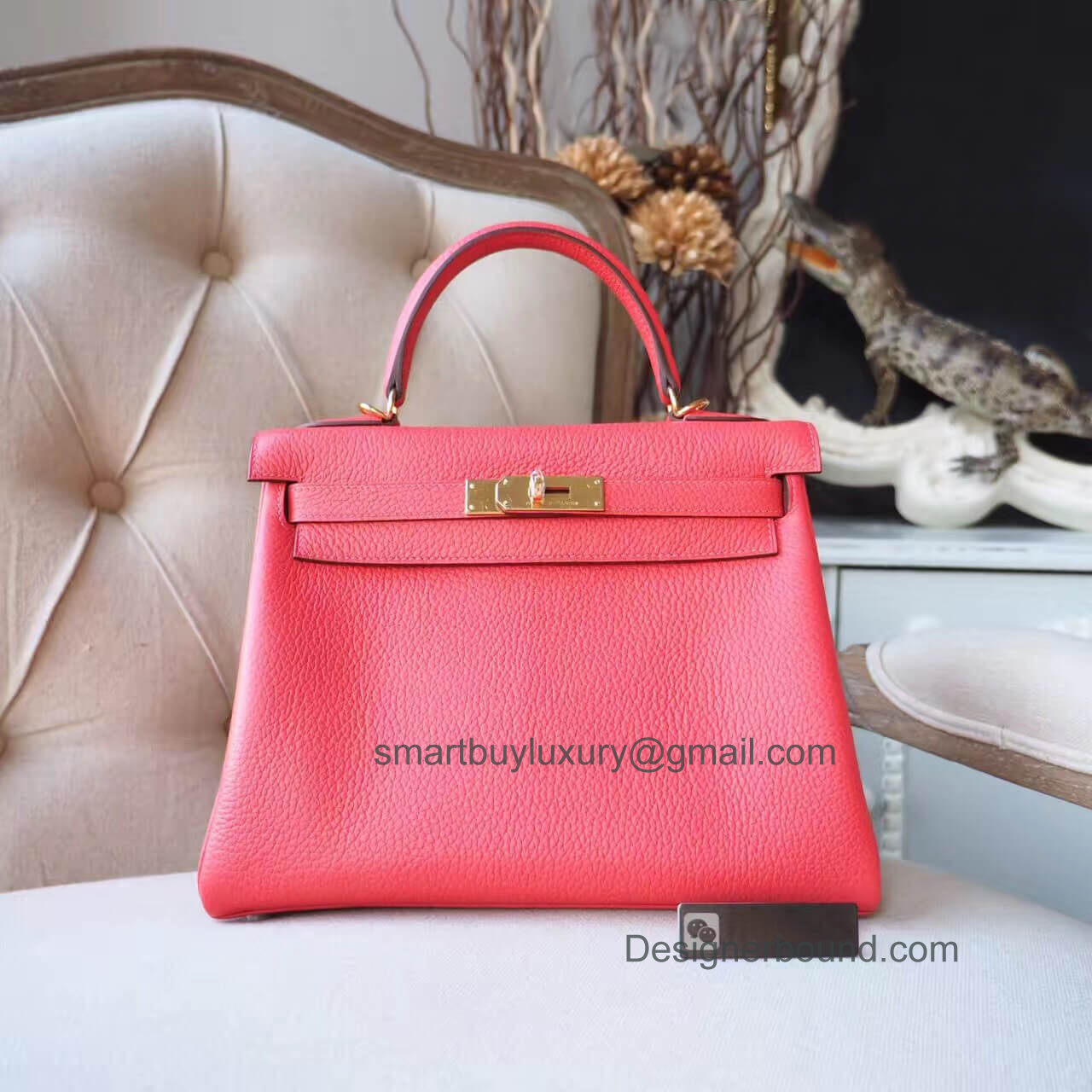 Hermes Kelly 28 Bag in t5 Rose Jaipur Clemence GHW
